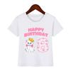 Cute Marie Cat Print Cartoon Girls Clothes 1 2 3 4 5 6 7 8 9 Years Happy Birthday Kids T Shirt Baby Boys Children T-Shirt Gift
