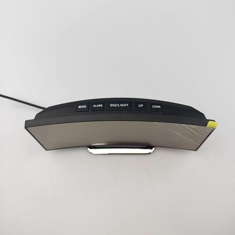 Curved LED Mirror Alarm Clock with Thermometer for Students