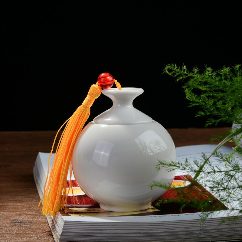 Mini borcan ceramic Retro Home portabil mic ceainic cu ambalaj mic pentru ceai sigilat din porțelan rotund cutie de depozitare recipient pentru ceai