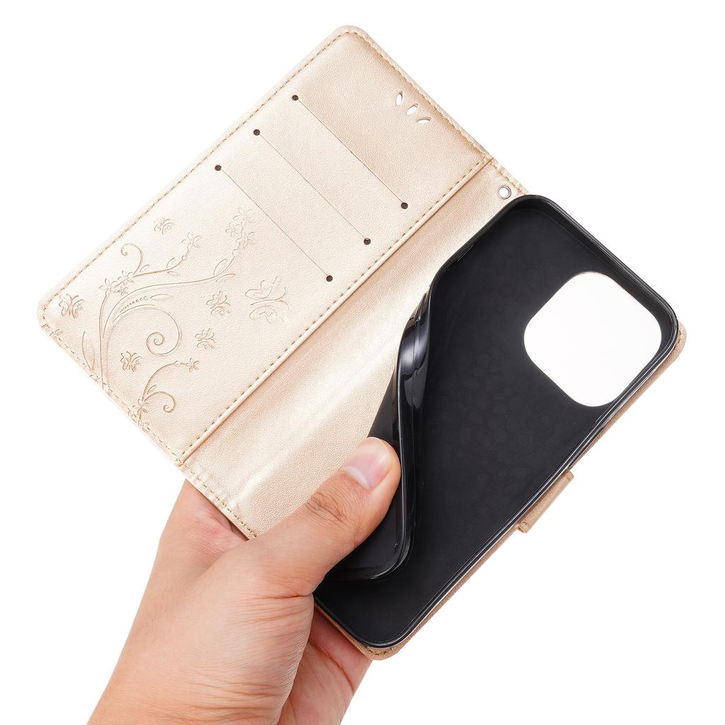 For iPhone 16 Pro Case Shockproof Butterfly Floral Leather Flip Phone Cover