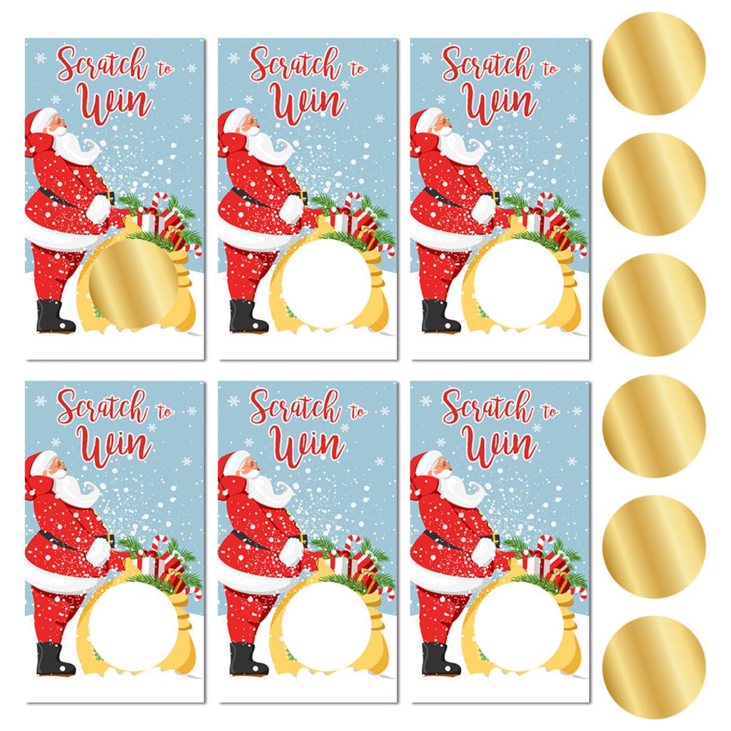 Christmas Party Cartoon Snowman Christmas Tree DIY Raffle Scratch Card Game Card Set