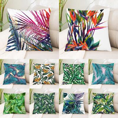 Tropical Plant Green Leaf Print Pattern Cushion Cover Home Living Room Sofa Decoration Square Pillow Pillow Cover 45X45CM