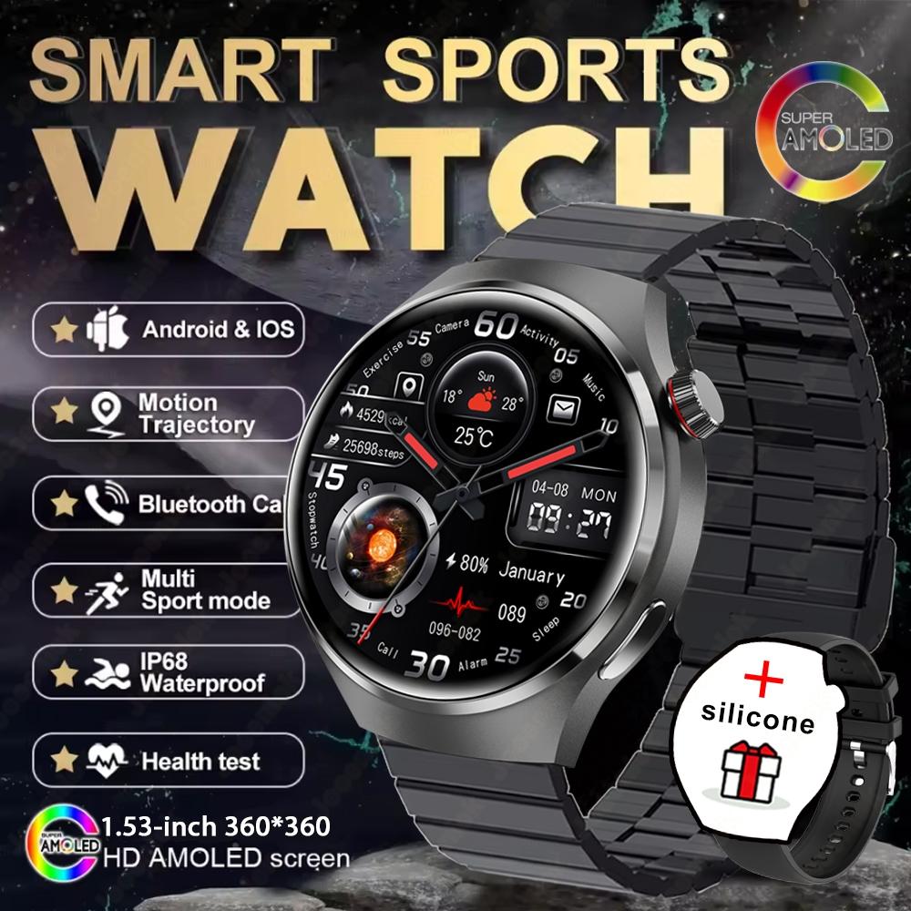 New Smartwatch Men GPS Tracker 150+ Sport Modes Waterproof Watch 1.53-inch Heart Rate Bluetooth Call Smartwatch Watch 4 PRO