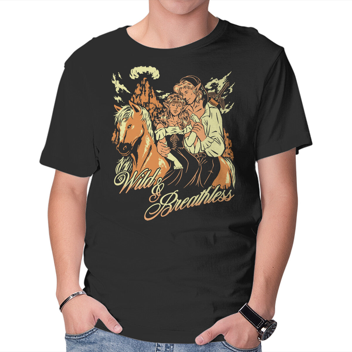 Unisex Crew Neck T-Shirt Wild And Breathless Graphic Short Sleeve Casual Tee M