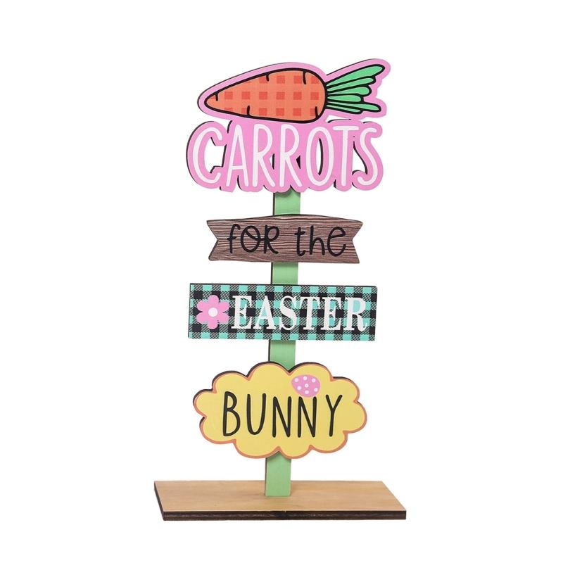 Natural Wood Easters Decoration Bookshelf Display Ornament Easters Charm Decors Suitable for Living Room Dining Table