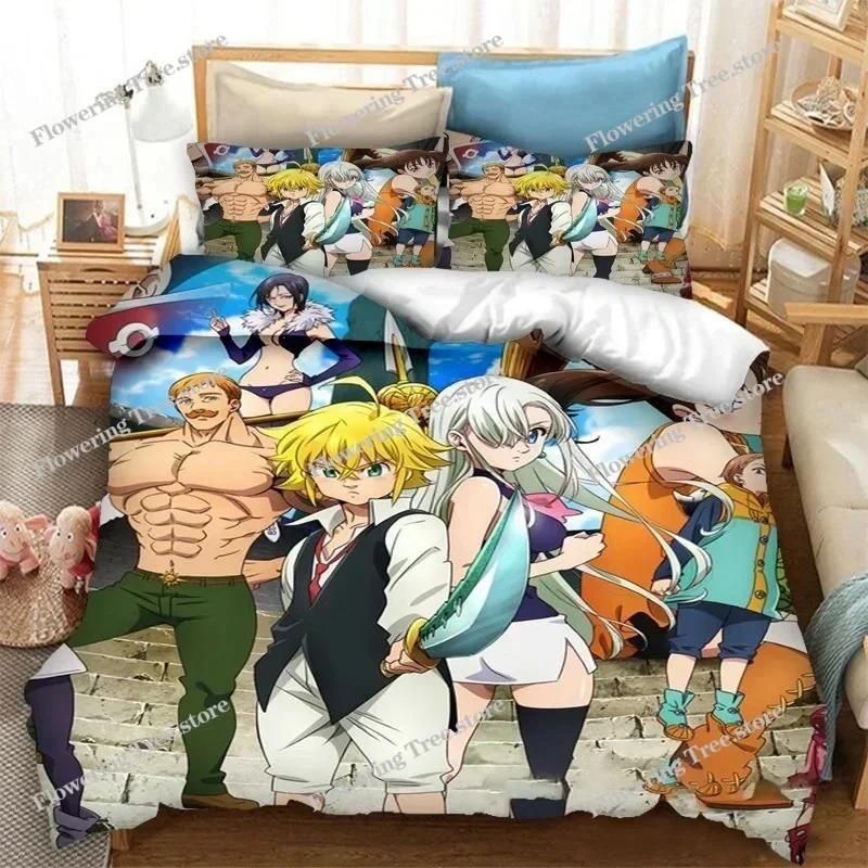 Anime The Seven Deadly Sins Påslakan 3D-tryckt Sängklädesset Örngott Dubbel Twin Full Queen King Vuxen Barn Täcke