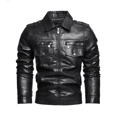 Collar Fashion Casual Men's Leather Jacket Men's Motorcycle Jacket