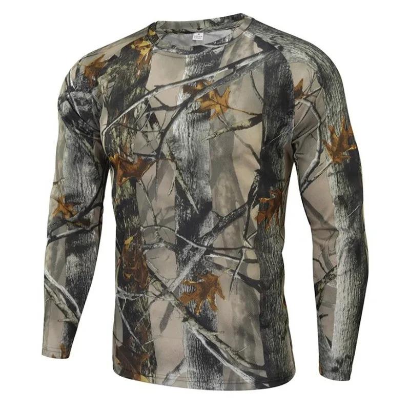 Men's Outdoor Camouflage Warrior Hunting Sports Long Sleeve Fashion Loose Round Neck T-shirt Top Military Tactics