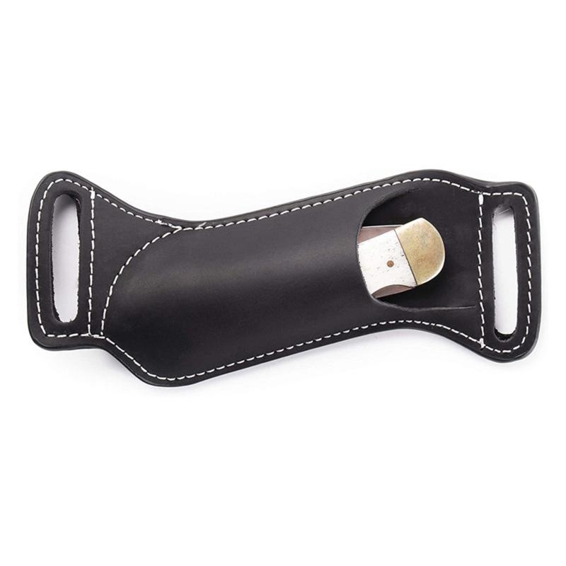 Leather Knives Sheaths EDC Folding Knives Carrier Survival Storage Wearing Waist Folding Knife Leather Cover Outdoor Accessories