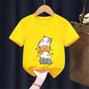 Cute Cat Graphic Kids Tshirts Summer Short Sleeve Tees Cartoon Animal Boys Girls Clothes Kawaii Kitten Tops Y2K Children Tshirt
