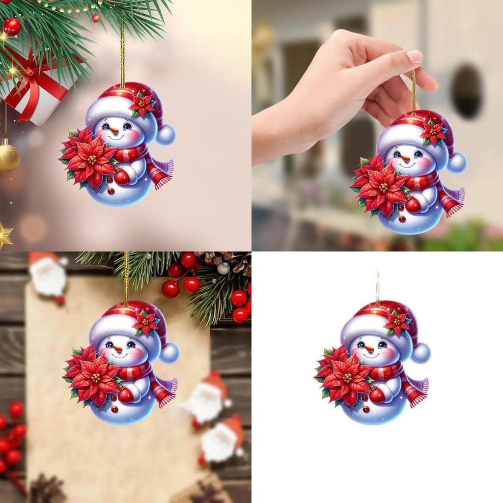 Cute Snowman Christmas Pattern Acrylic Pendant For Family Decoration Holiday
