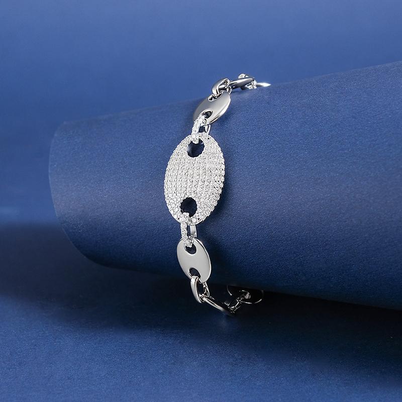 APM Monaco Coffee Bean Niche 925 Silver Bracelet Women's Style AB4364OX
