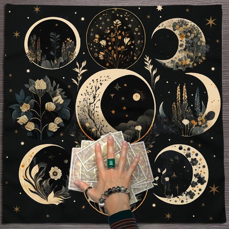 Moon Flower Pattern Astrology Tablecloth Tarot Divinations Tablecloth Altars Cloth Divinations Board Game Accessory