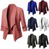 Düz Renk Ofis Hanımı Yaka Uzun Kollu Blazer Slim Fit Takım Ceket