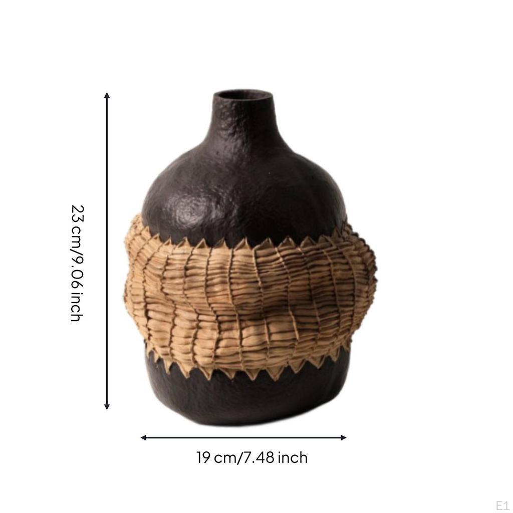 Resin Vase with Woven Band Rustic Table Centerpiece AntiqueInfluenced Vessel for Simplicity