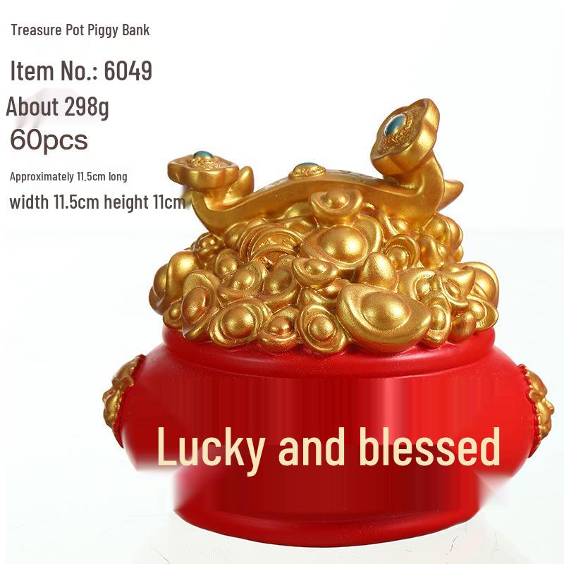 Fortune Piggy Bank: God of Wealth Pen Holder & Flower Arrangement - Lucky Bag Decor, Office Storage, New Year Gift