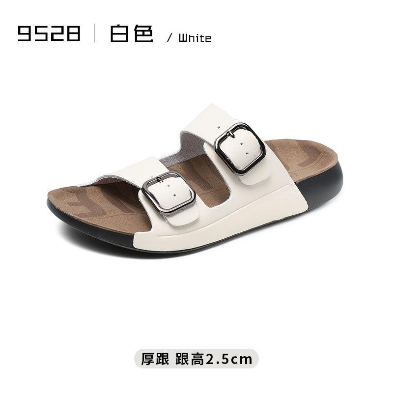

Men s leather sandals trendy thick-soled non-slip 2025 new casual beach shoes soft-soled summer versatile slippers outer wear 39