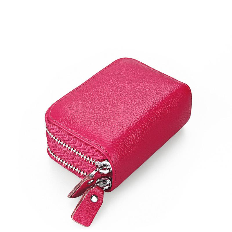 Anti-Magnetic RFID Cowhide Accordion Card & Coin Holder - Korean Style