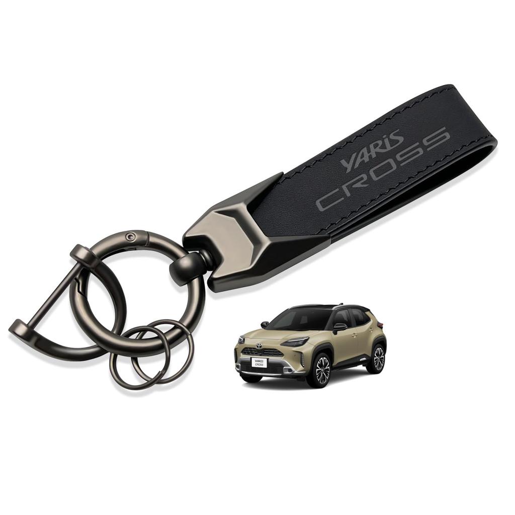 MiJuduo Compatible with Toyota Yaris Cross YARIS CROSS 10 Series 15 Series Genuine Leather Car Key Holder Key Ring Key Chain Car Logo Embossed