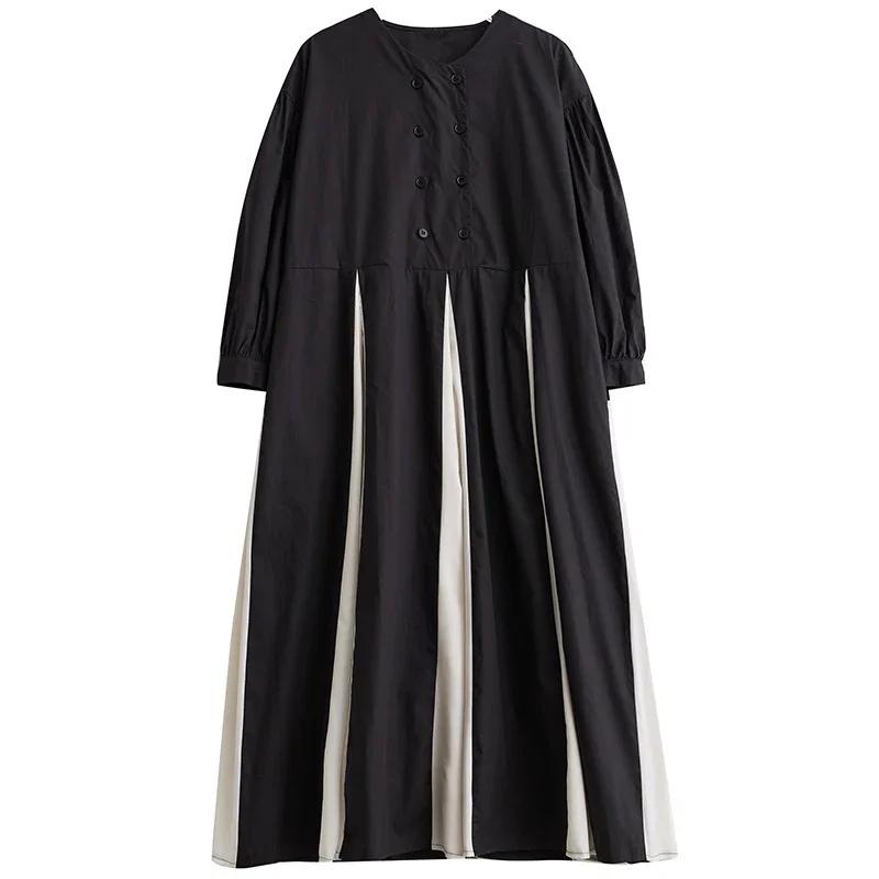 

XITAO повседневное модное платье контрастного цвета с подолом DMJ2853 One Size чёрный