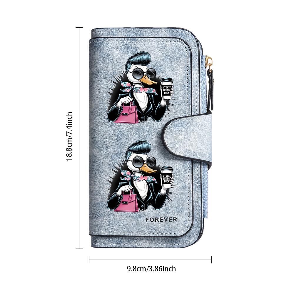 Stylish Duck Print Purse Forever Fashion Ladies Long Wallet Cute Pattern Portable Card Holder