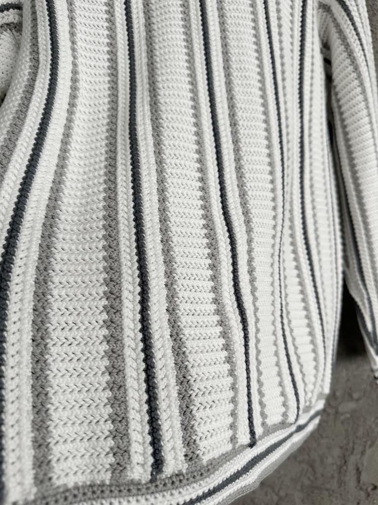 CASABLANCA Siciliansk Stil Handgjord Flätad Randig Unisex Långärmad Cardigan Tröja