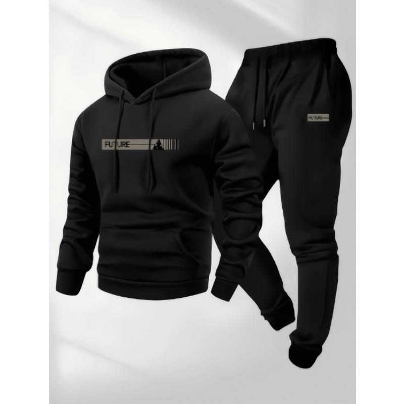 Popular Casual Fashionable Men's Women's Hoodie Set With Printed Drawstring Sports