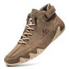 Handmade men's retro leather boots, fashionable designer shoes, outdoor boots, men's walking shoes, men's breathable boots