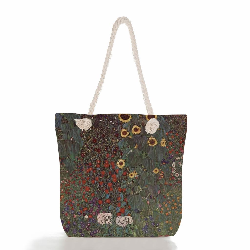 Oil Painting of a Person Print Thick Rope Single-shoulder Beach Bag 7217