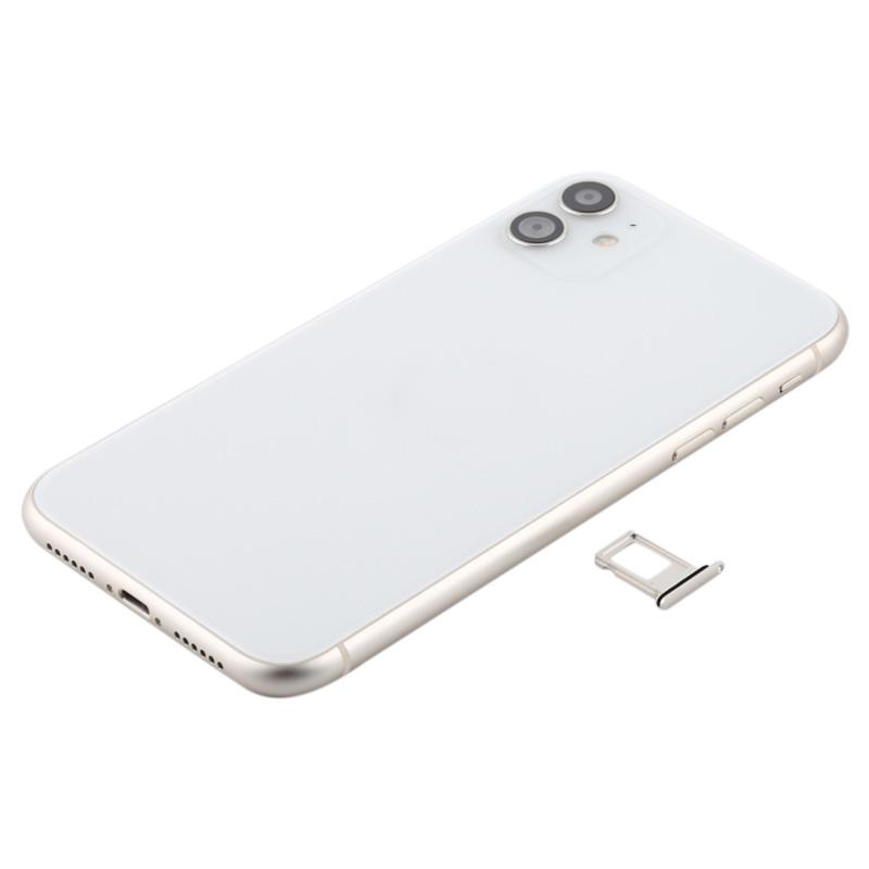 

For iPhone 11 6.1 inch Back Housing Cover Repair Kit (with Side Keys+Card Tray+Power+Volume Flex Cable+Wireless Charging Module) White