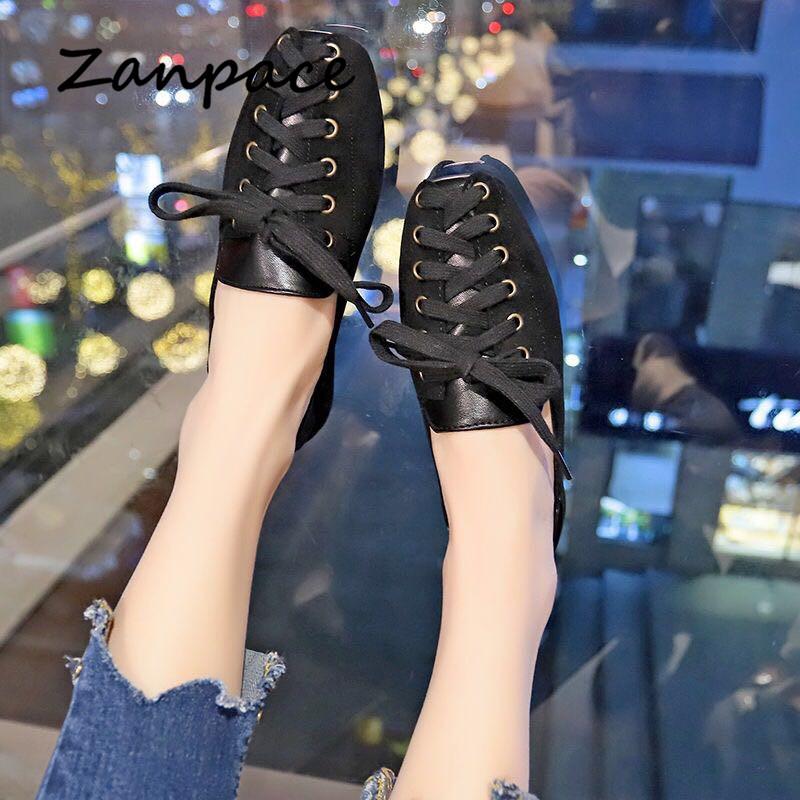 Fashion Personality Women Shoes 2025 Spring Lace-Up Casual Loafers Fashion Soft Square Toe Flats for Women Shoes Black Loafers Women