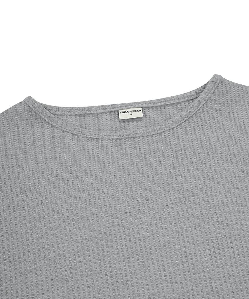ESCAPEFROM Essentials Waffle Boat Neck Long Sleeve Grey