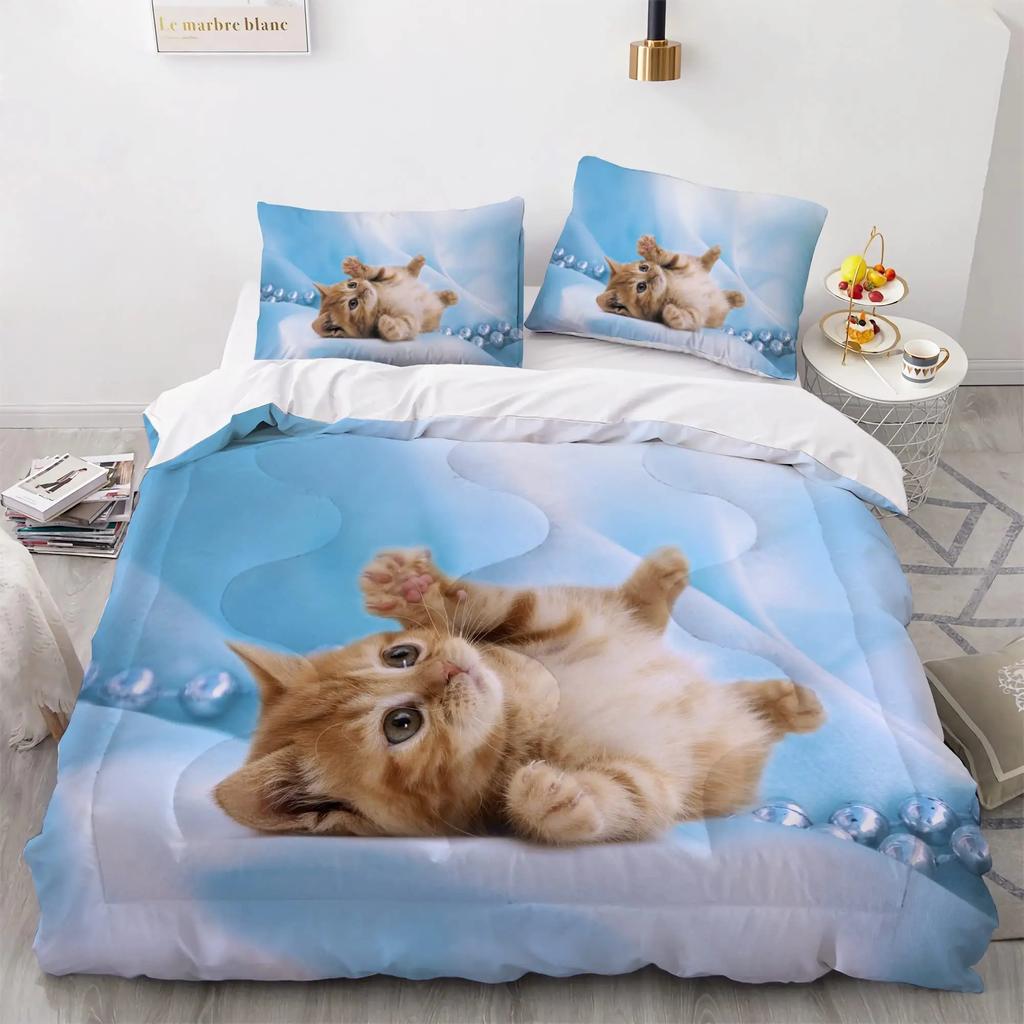 Cat Duvet Cover Set Lovely Animal Bedding Multiple Colour Bed Sets 2/3/PCS Quilt Covers/Pillowcases Twin/Full/Queen/King Size