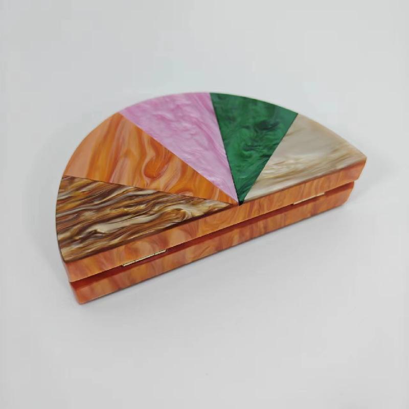 Evening Bag Fashion Contrast Color Patchwork New Wedding Party Semi-circular Acrylic Clutch Crossbody Bags Luxury Designer Purse