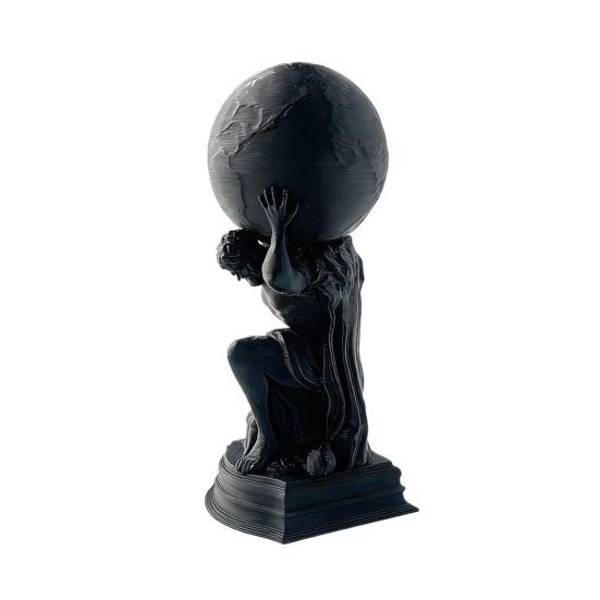 3D Printed Sculpture Figurine  Matte Black 3D Printed Statue with Frosted Texture