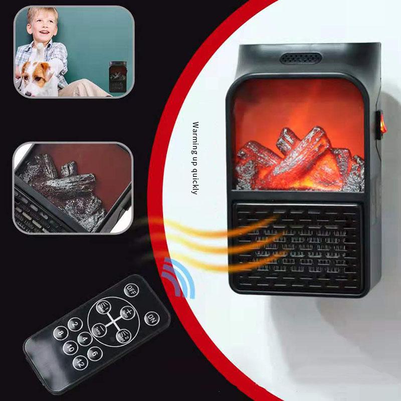 Mini Electric Wall-outlet Flame Heater Air Warmer Ceramic Heating Stove Radiator Wall Handy Fan