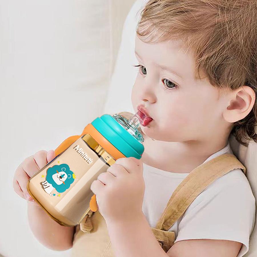 

2-12 years old student straw cup, 300ml wide diameter PP water cup, newborn baby learning drinking cup,drop-proof baby water cup