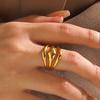  Minimalist Smooth Three-layer Stainless Steel Metal Ring 2024 18K PVD Plated Golden Jewelry Water Resistant New