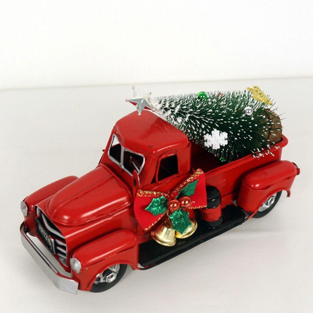DIY Decor Farm Truck Model Red Red Metal Truck Toy Retro Christmas Truck  Christmas