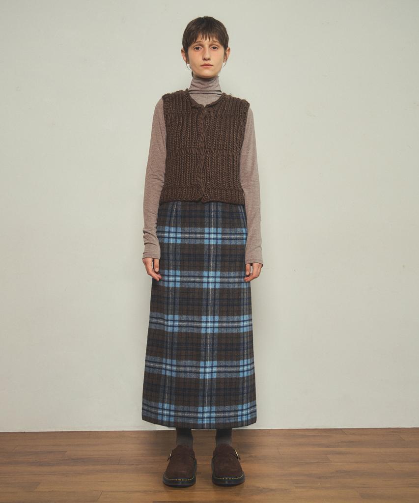 Aueonoseuteljia Real Handmade Crop Knit Vest_Brown