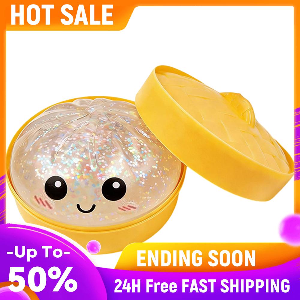 Jouet anti-stress Boulette à paillettes Pain à boulettes doux Simulation Jouet anti-stress Cadeaux d'anniversaire pour enfants et adultes