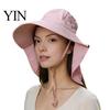 Wide Brim Beach Hat for Vacation Women Sun with Neck Flap, Packable Breathable Polyester Hat, UV Protection Travel Hiking Commuting