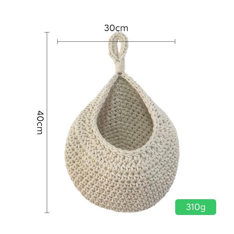 Handwoven Bird's Nest Fruit and Vegetable Storage Net Bag - Water Drop Shape, Ins Style Hanging Tapestry.