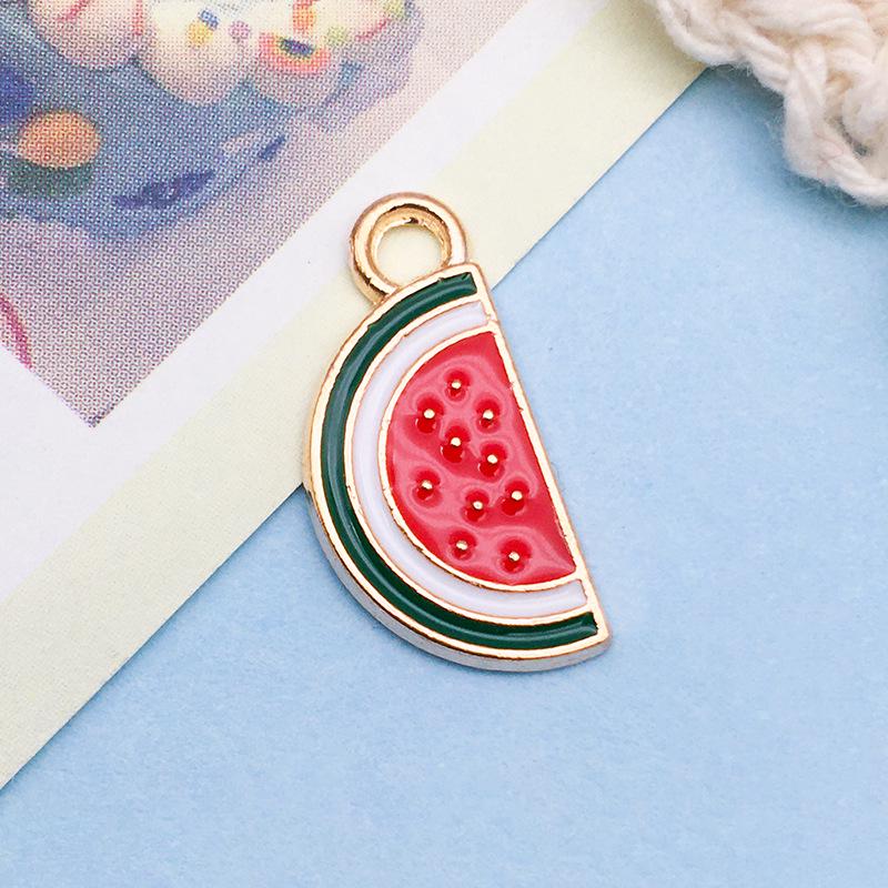 3D Fruit Drip Oil Alloy Pendants: Cherry, Watermelon, Grape Charms - Mixed 20K Gold