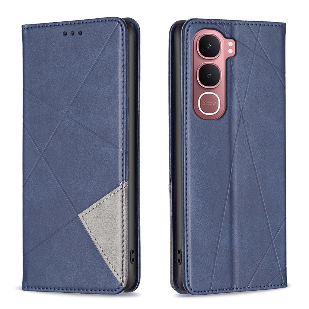 For vivo Y31 5G Case Card Slots Geometry Imprint Leather Phone Cover