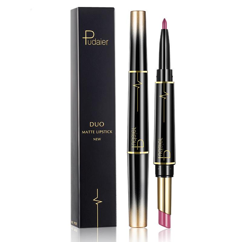 Dobbelhodet leppestift lipliner matt lipgloss 16 farger leppestift
