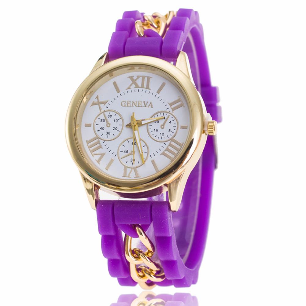 Women Silicone Roman Literally Fake 3-eyed Lady Chain Watch Fashion Wristwatch