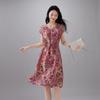SOFSIL 2026 Summer 100% Silk Chinese Style Print Dress