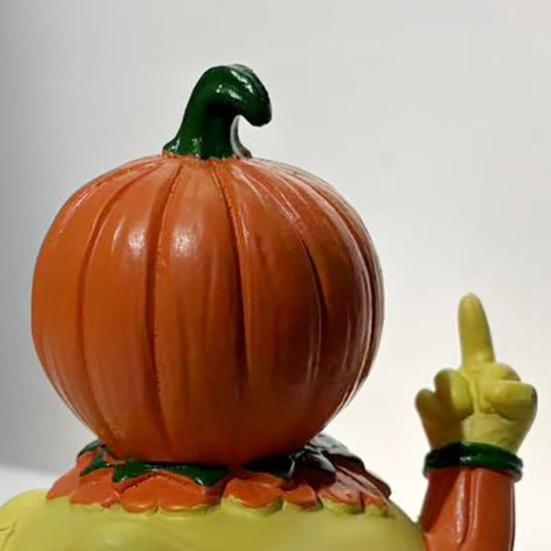 Pumpkin Head Duck Figurine Halloween Duck Decoration Resin Flip-off Duck Tabletop Ornament for Mantel Home Parties Centerpiece