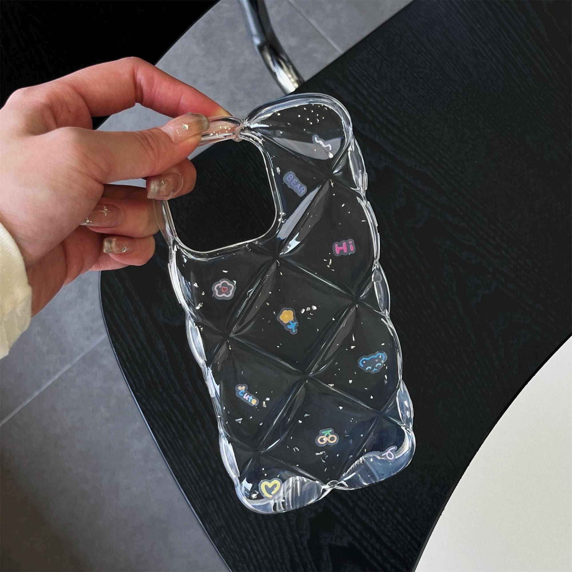 

For iPhone 14 Pro Case Creative Rhombus Floral Pattern TPU Phone Cover Style A